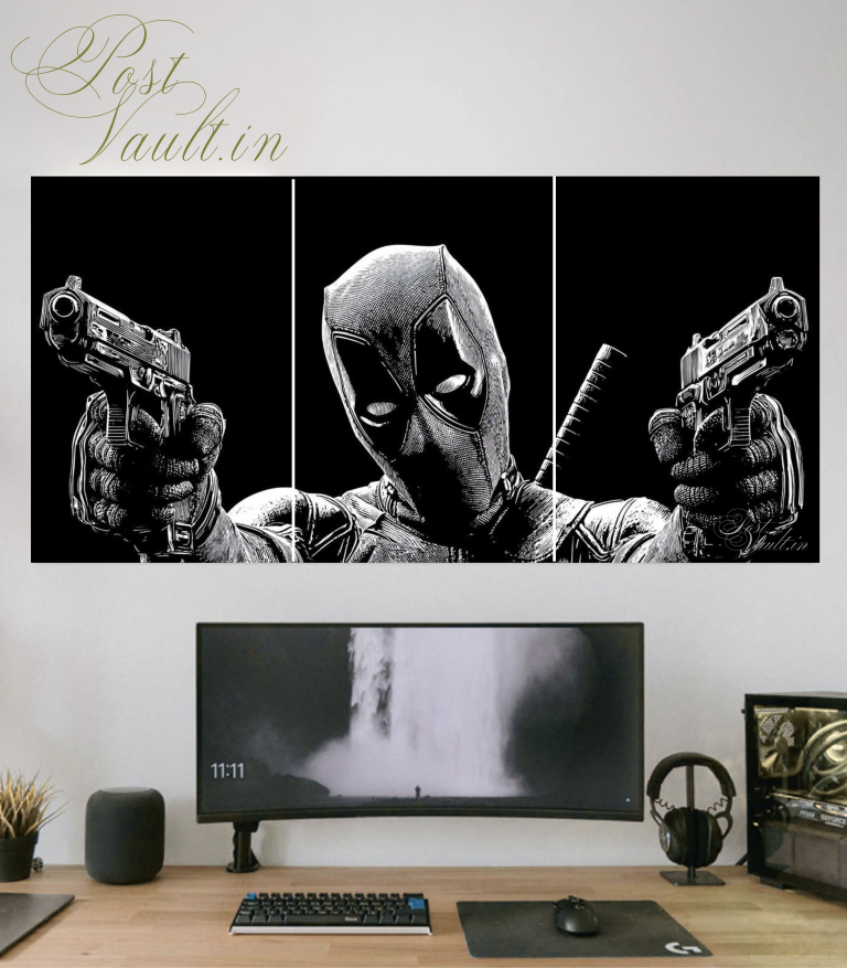 ⚔️ Deadpool "Maximum Effort" Monochrome 3-Panel Split Poster Set