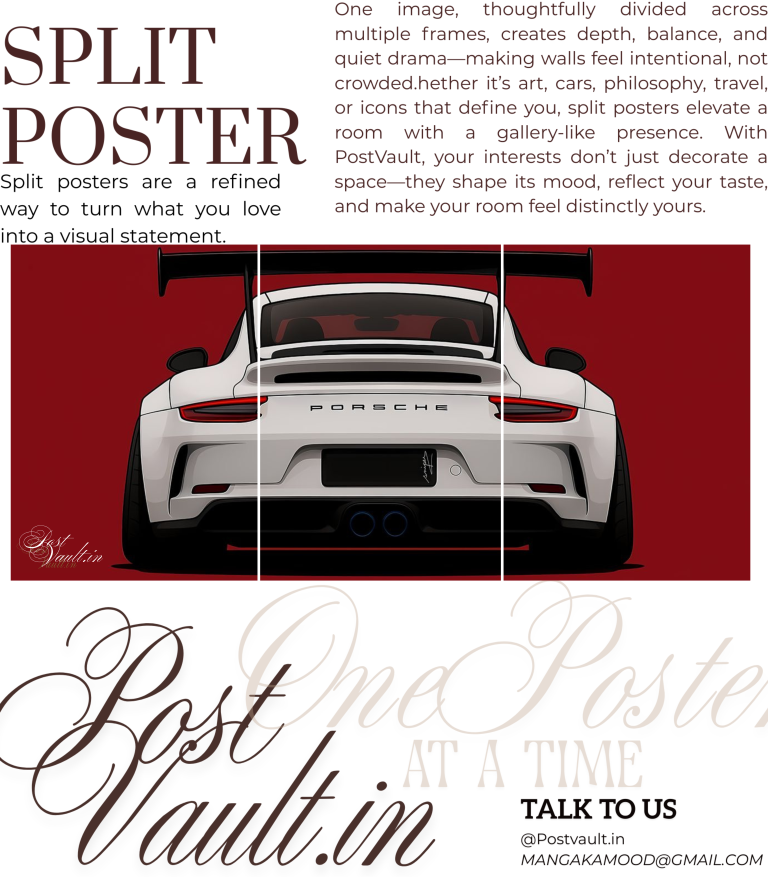 šļø Porsche 911 GT3 High-Contrast 3-Panel Split Poster Set