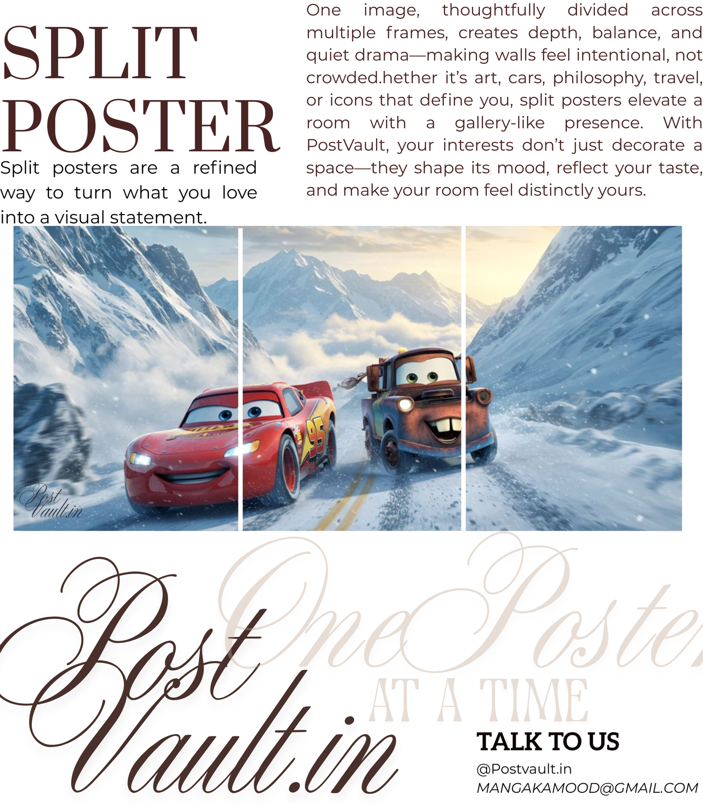 ποΈ Cars "McQueen & Mater" Winter Race 3-Panel Split Poster Set