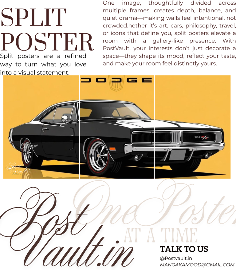 š Classic Dodge Charger "Vintage Muscle" 3-Panel Split Poster Set
