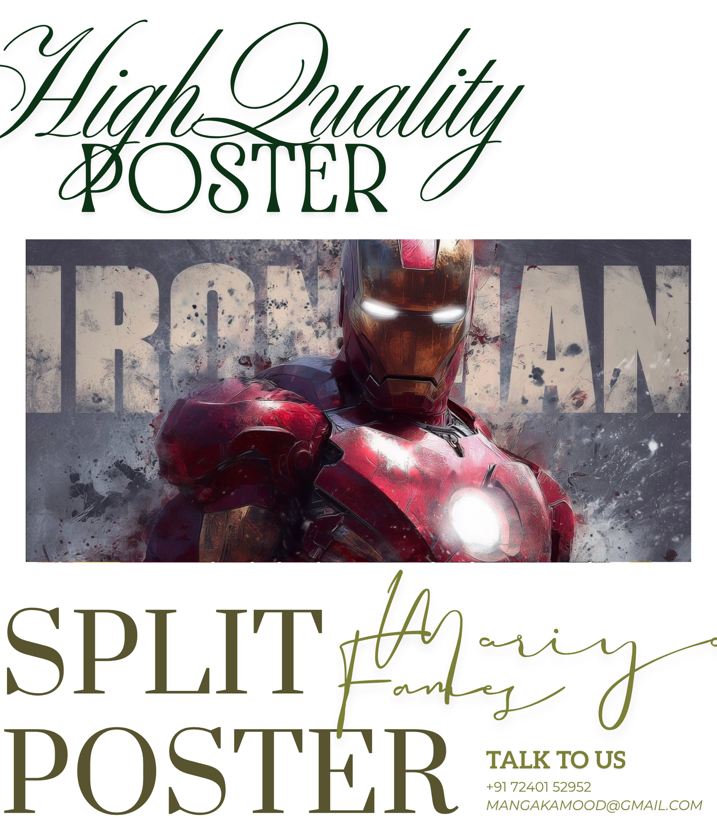 𦾠Iron Man "Armored Avenger" 3-Panel Split Poster ā 300 GSM Premium Set