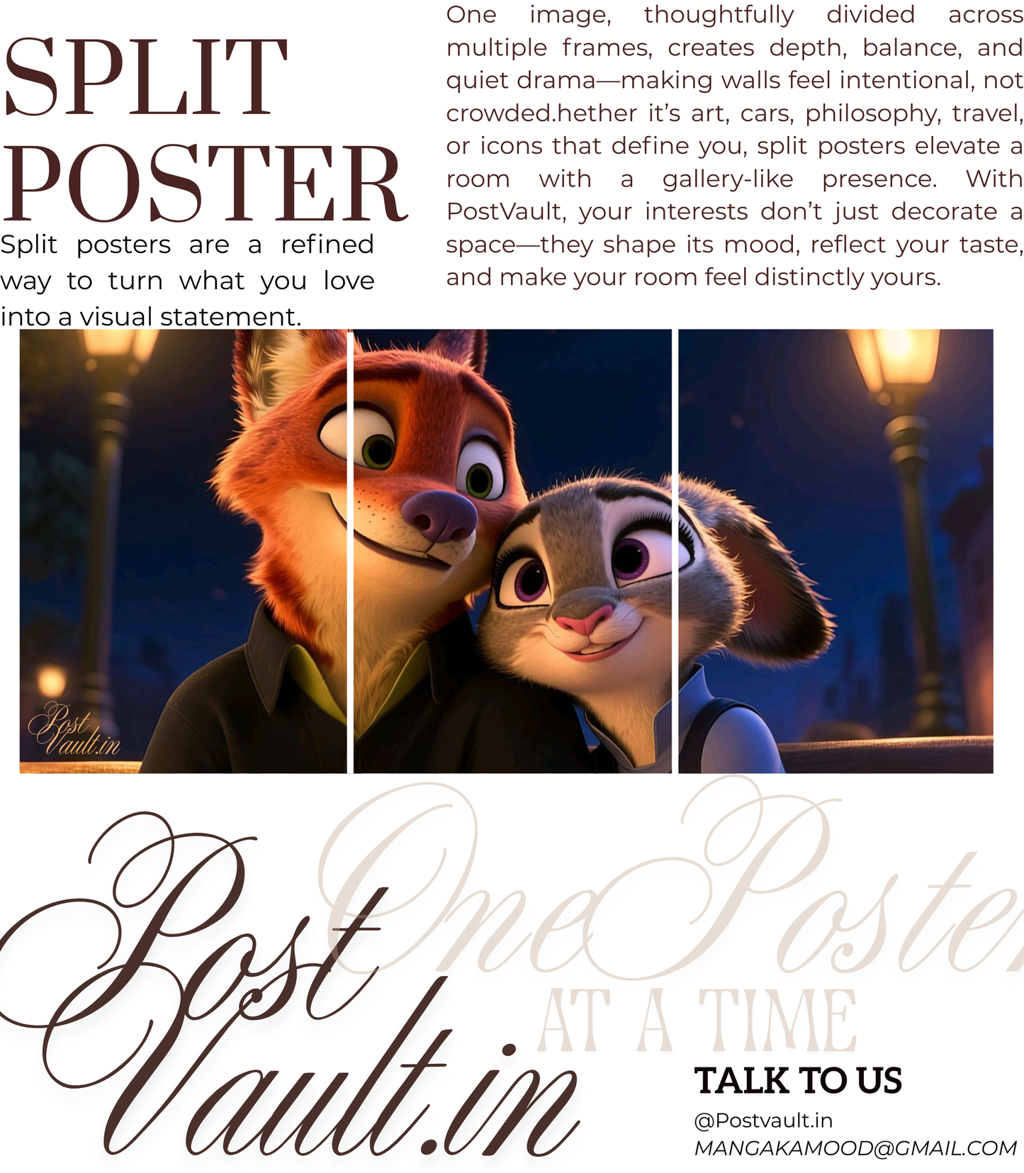 🦊 Zootopia "Nick & Judy" Cinematic 3-Panel Split Poster Set