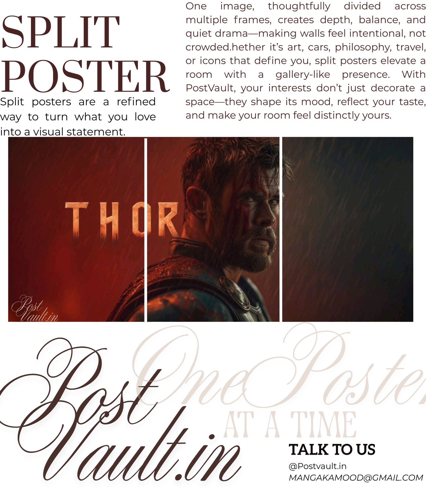 ⚡ Thor "God of Thunder" Cinematic 3-Panel Split Poster Set A4