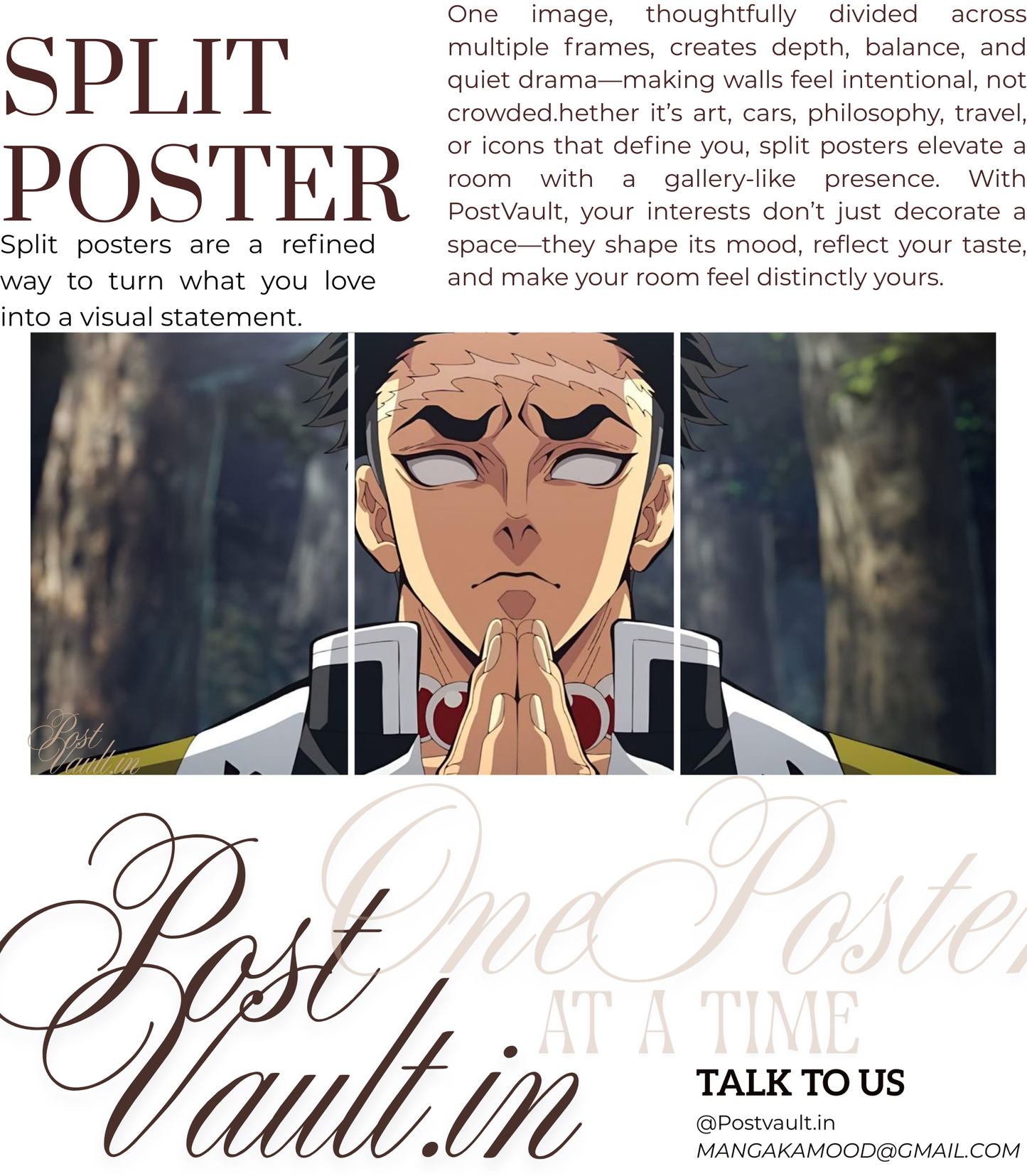 šæ Gyomei Himejima "Stone Hashira" 3-Panel Split Poster Set