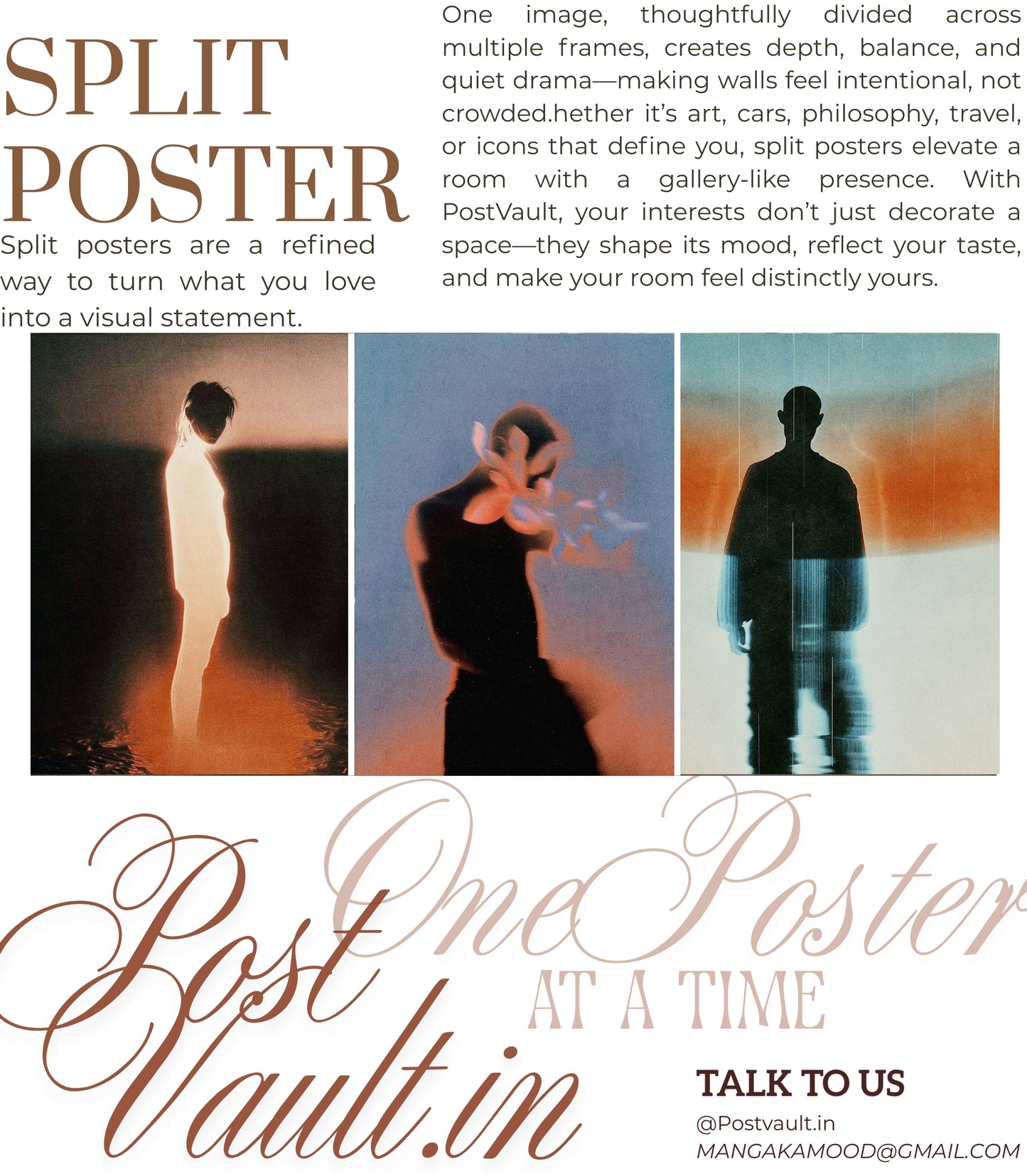 š Abstract Aesthetic Silhouettes 3-Panel Split Poster Set A4