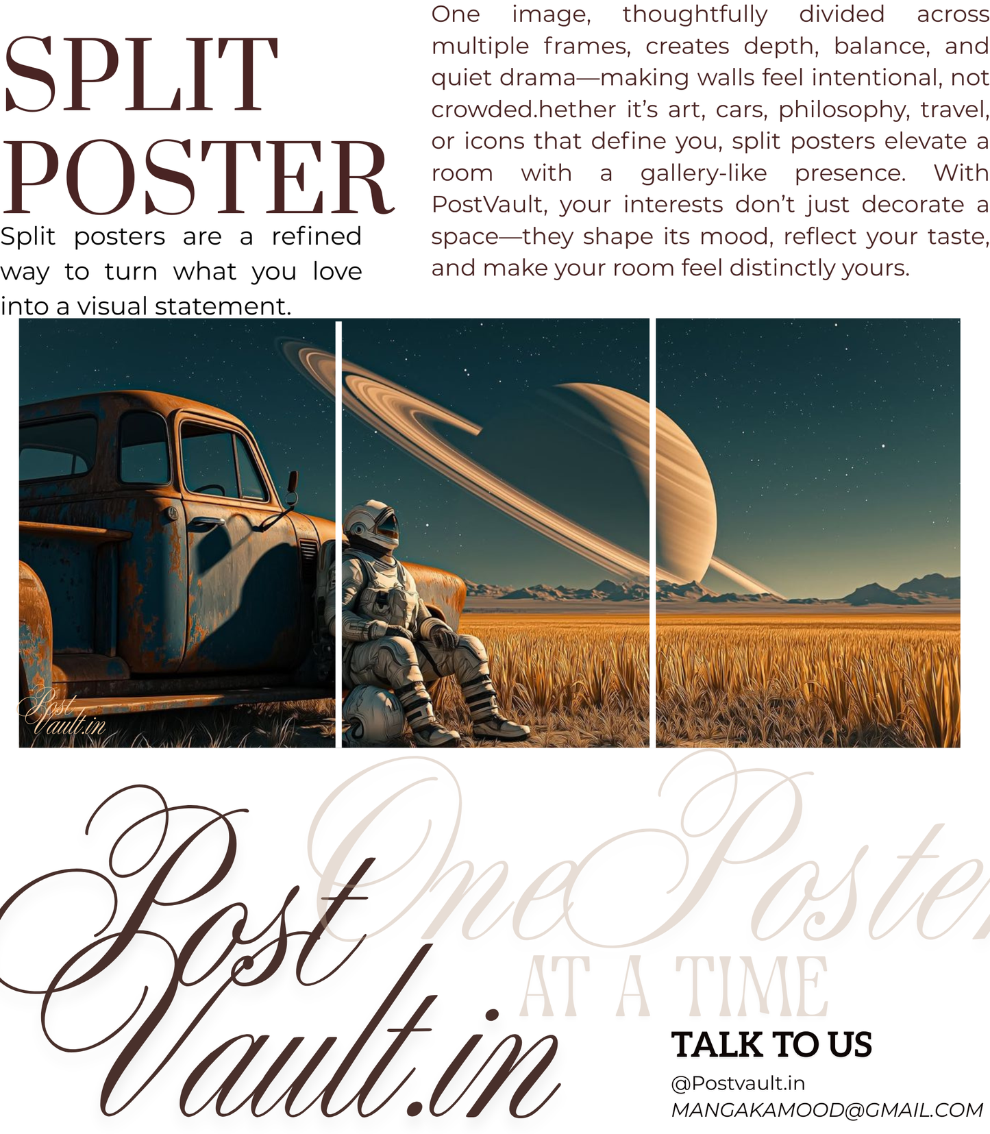 š Surreal Sci-Fi Astronaut & Saturn 3-Panel Split Poster Set