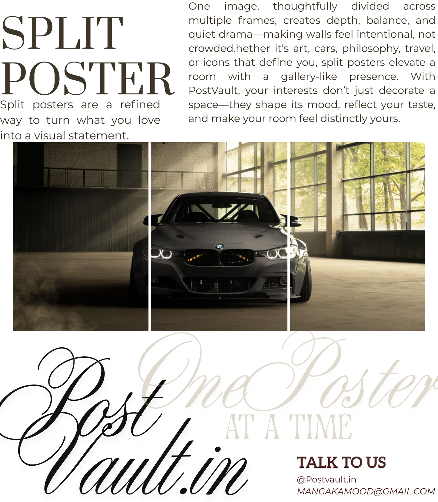 š Premium BMW "Industrial Garage" 3-Panel Split Poster Set