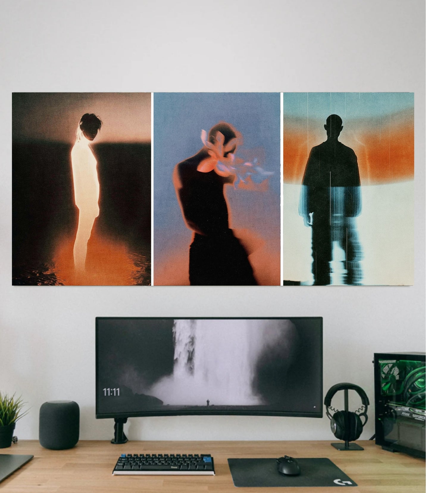 🌌 Abstract Aesthetic Silhouettes 3-Panel Split Poster Set