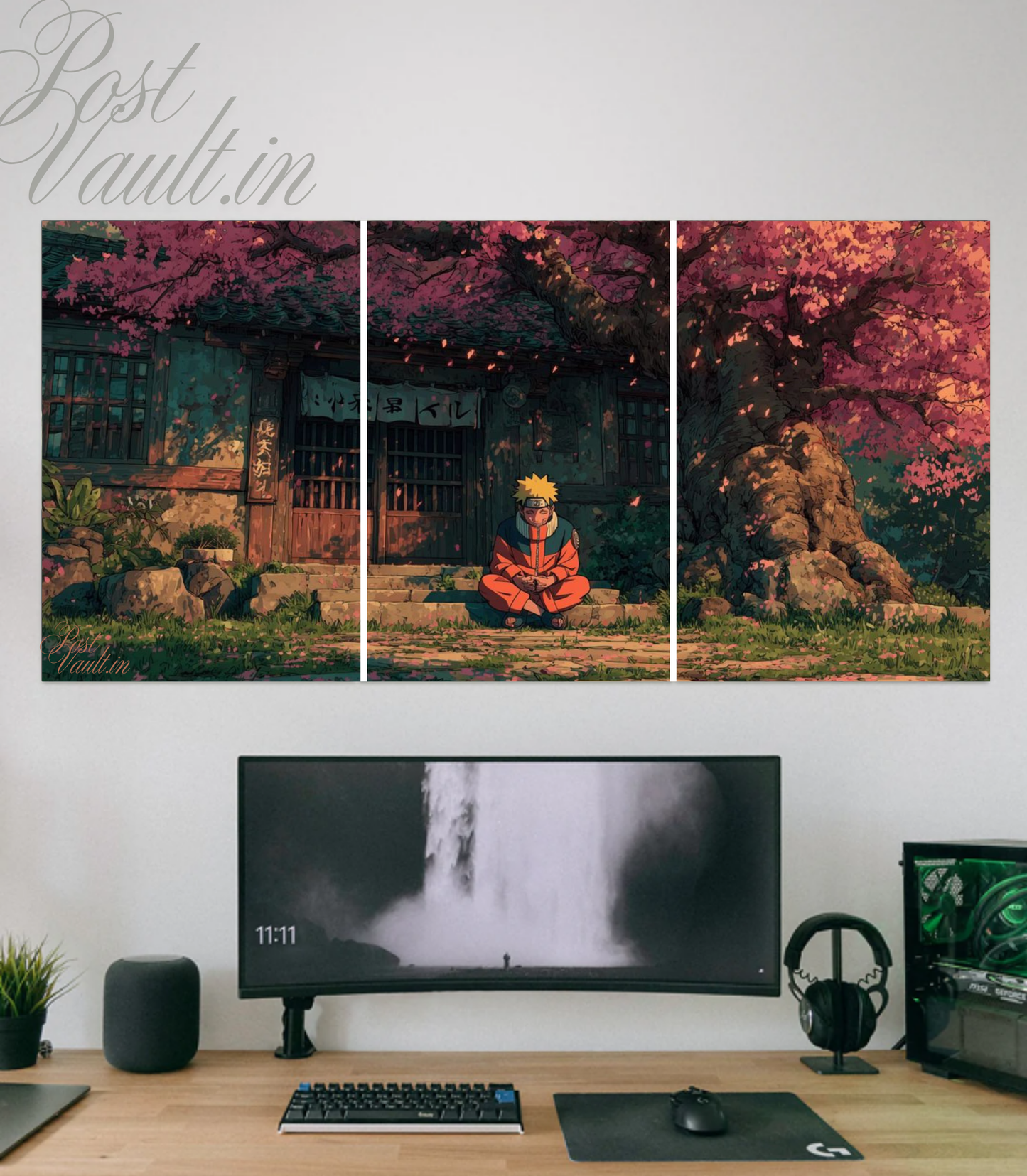 🌸 Naruto "Peaceful Konoha" Sakura 3-Panel Split Poster Set