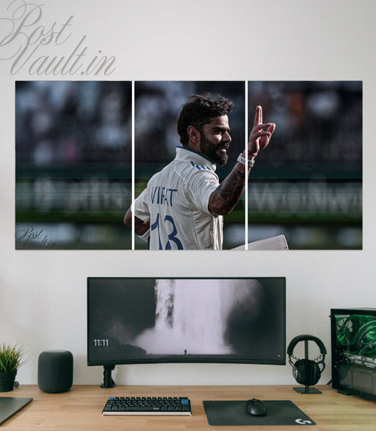 🏏 Virat Kohli "King Kohli" Cinematic 3-Panel Split Poster Set A4