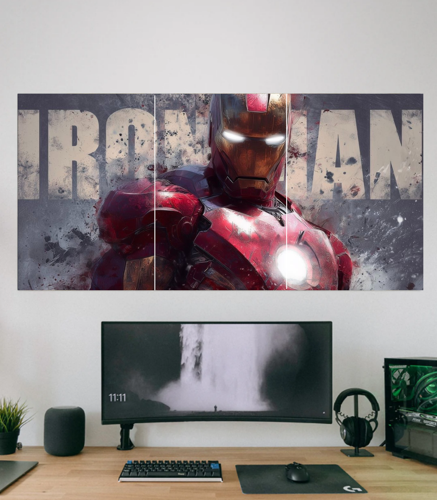🦾 Iron Man "Armored Avenger" 3-Panel Split Poster – 300 GSM Premium Set