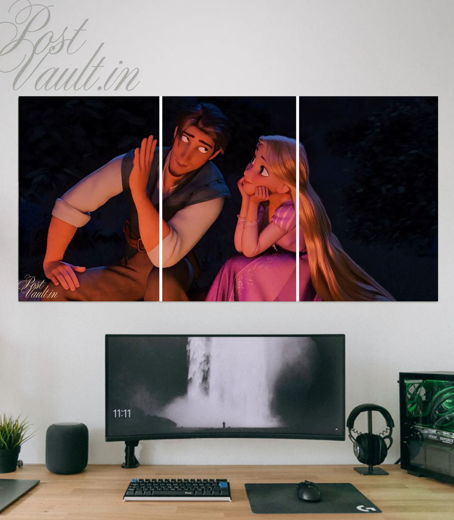 ✨ Tangled "Rapunzel & Flynn" Cinematic 3-Panel Split Poster Set