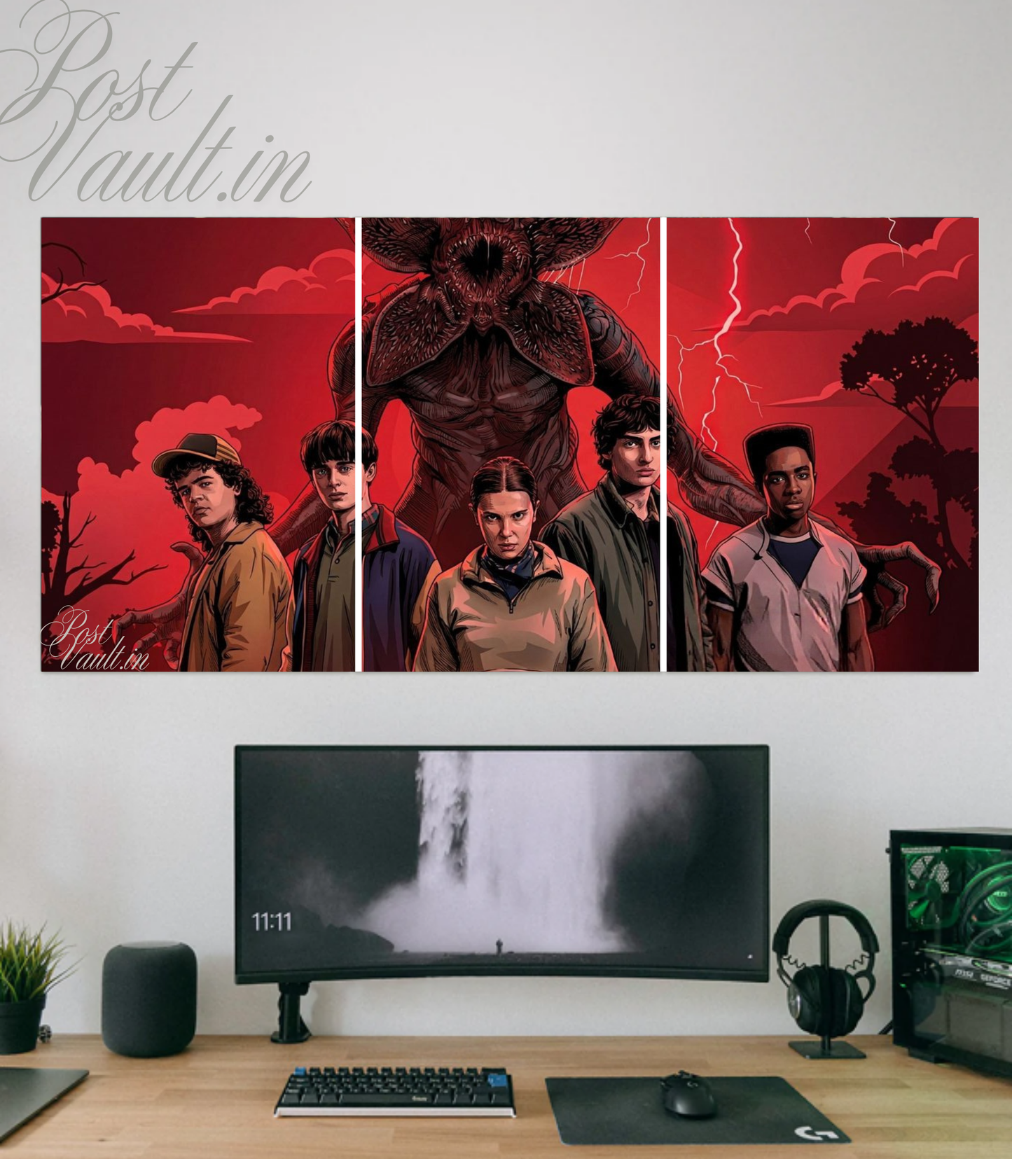🧇 Stranger Things "The Upside Down" 3-Panel Split Poster Set A4