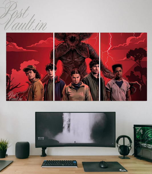 🧇 Stranger Things "The Upside Down" 3-Panel Split Poster Set A4