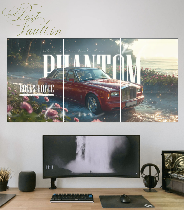 ✨ Classic Rolls-Royce Phantom "Ethereal Elegance" 3-Panel Split Poster Set