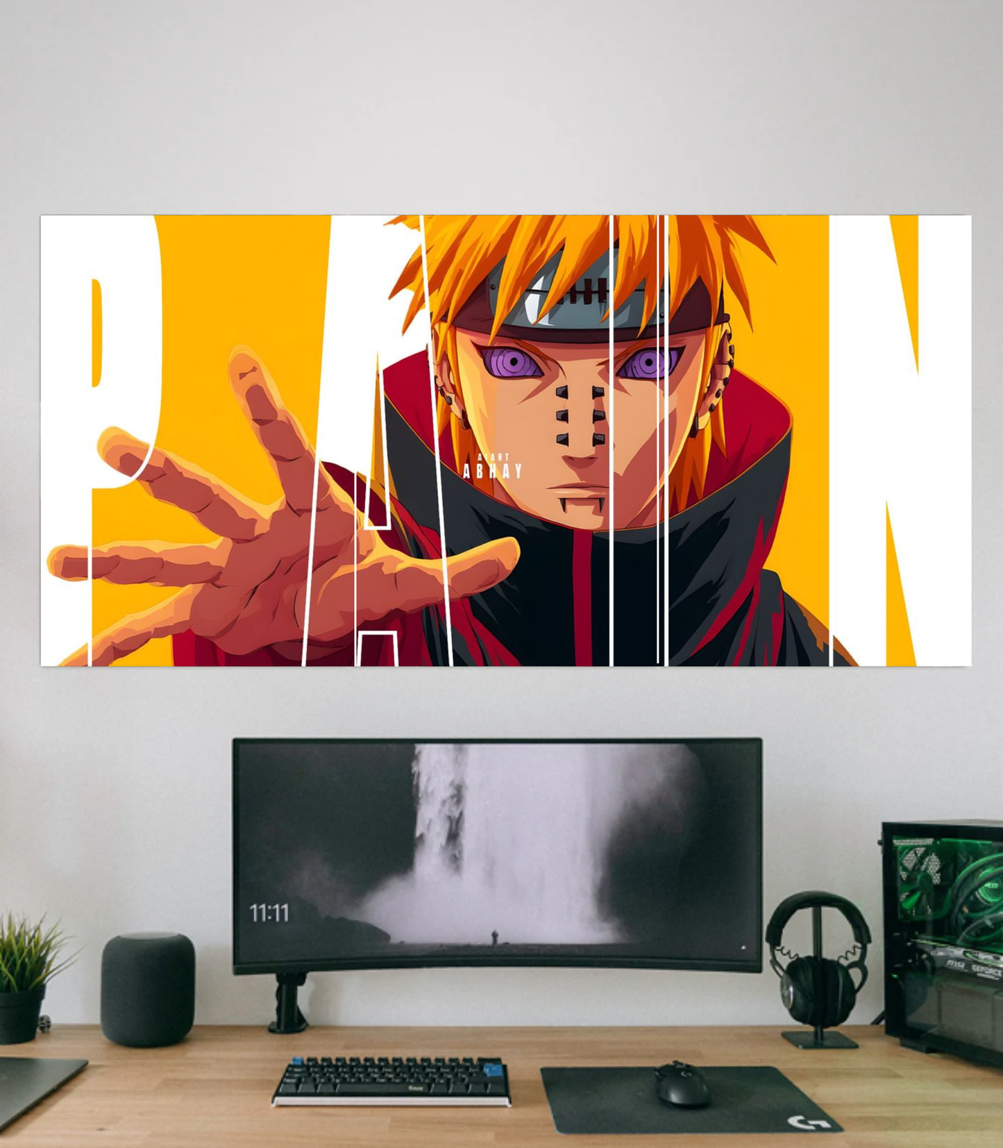 Pain (Akatsuki) Graphic Typography 3-Panel Split Poster Set