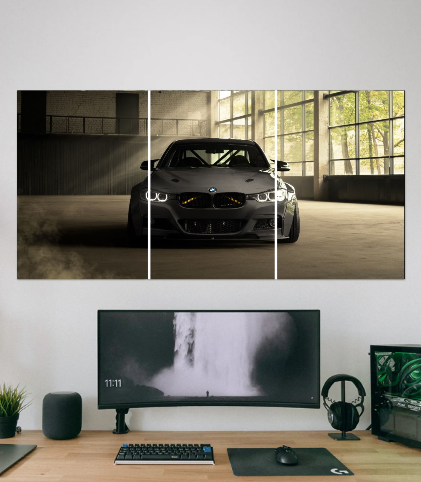 🚘 Premium BMW "Industrial Garage" 3-Panel Split Poster Set