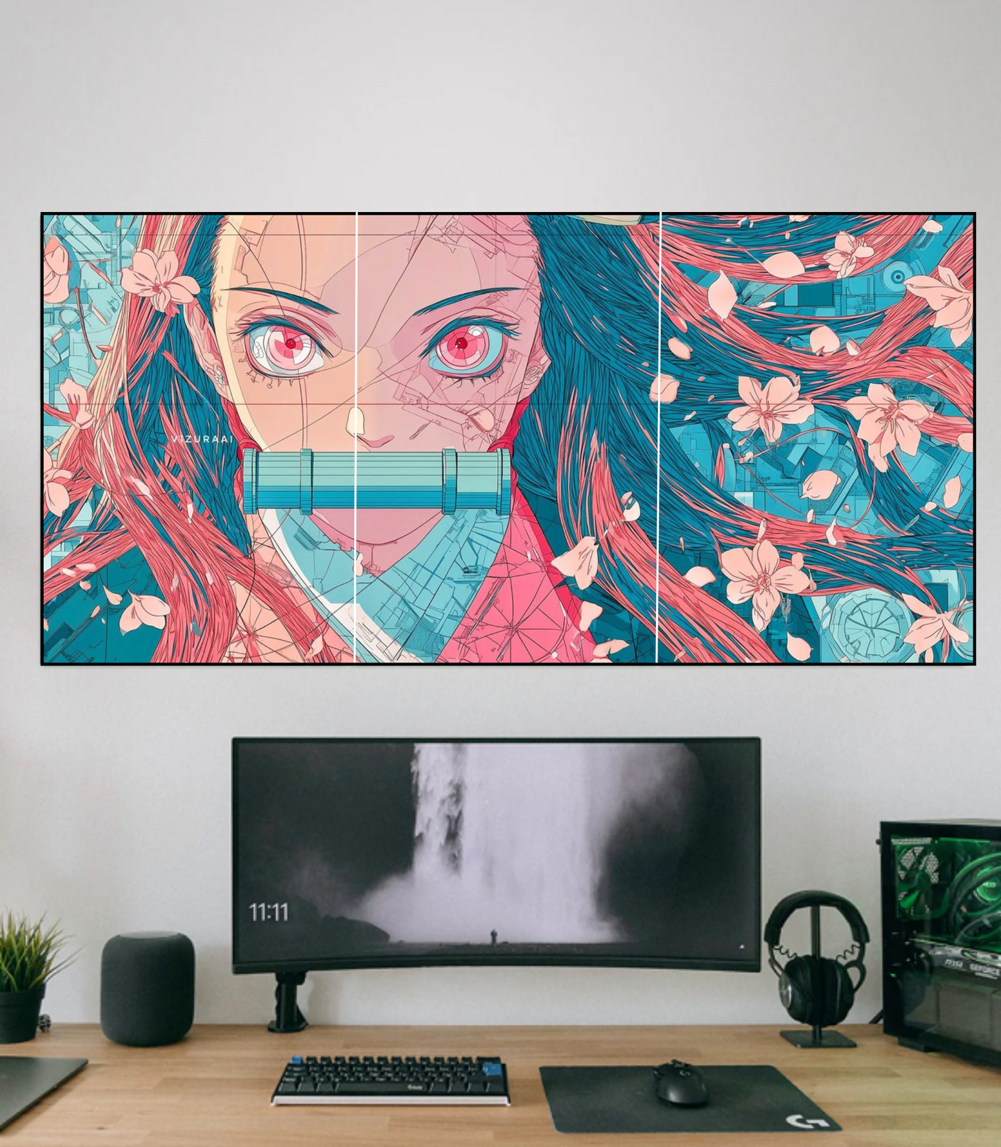 Nezuko Kamado "Cherry Blossom" 3-Panel Split Poster Set