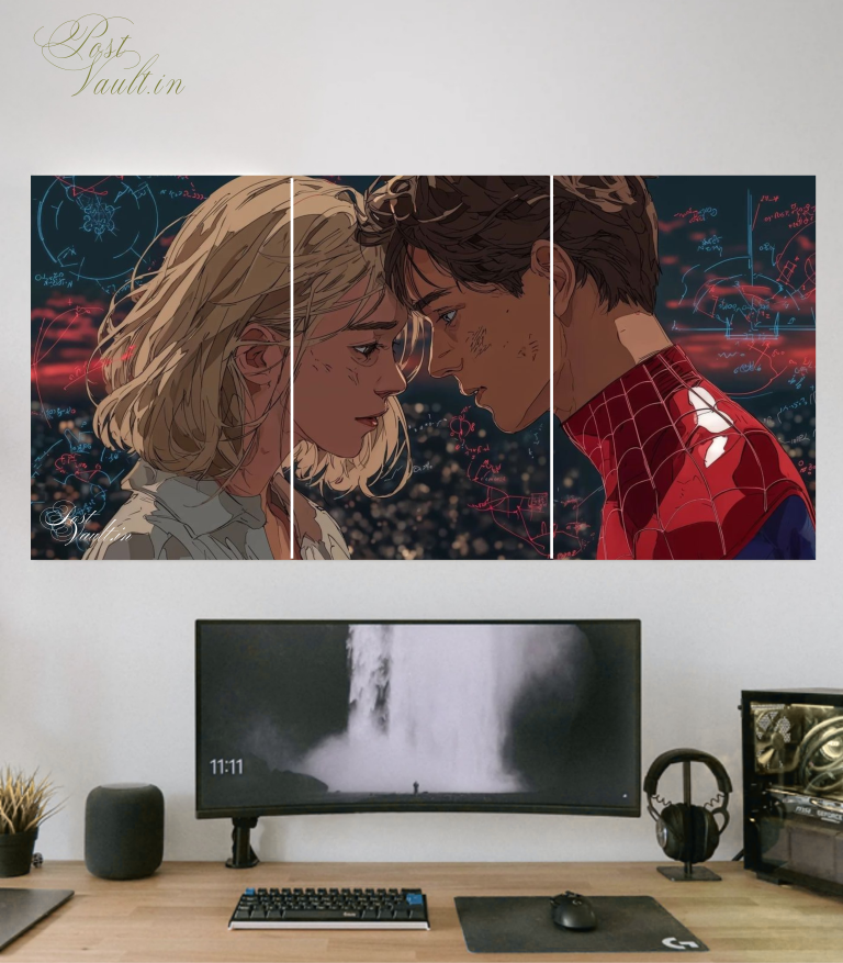 🕸️ Spider-Man & Gwen "Across the Stars" Artistic 3-Panel Split Poster Set