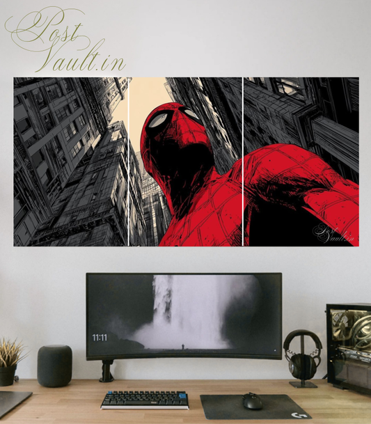🕷️ Spider-Man "Concrete Jungle" Comic Sketch 3-Panel Split Poster Set