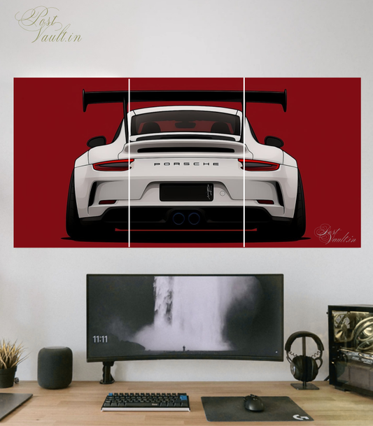 🏎️ Porsche 911 GT3 High-Contrast 3-Panel Split Poster Set