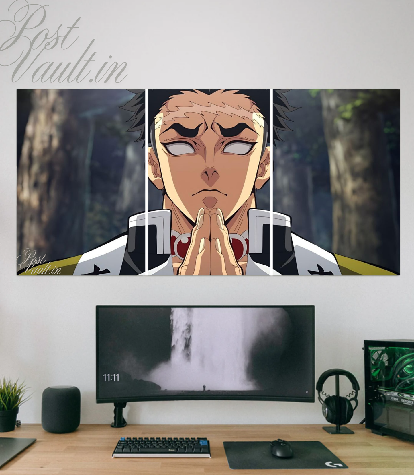 📿 Gyomei Himejima "Stone Hashira" 3-Panel Split Poster Set