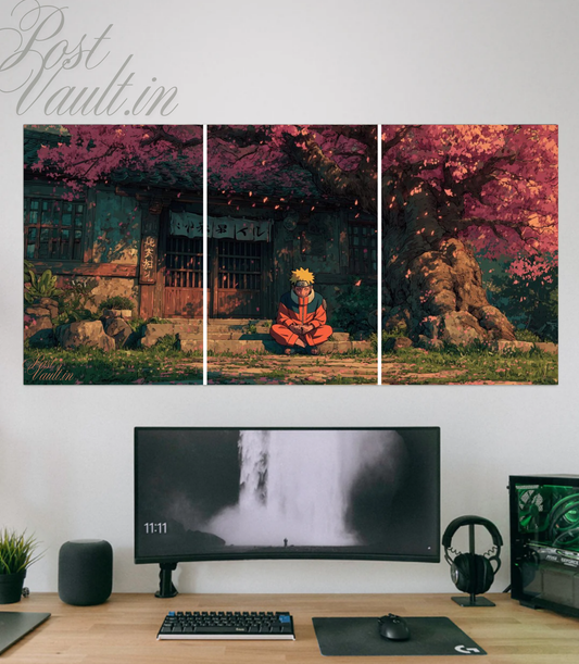 🌸 Naruto "Sakura Serenity" Anime 3-Panel Split Poster Set A4