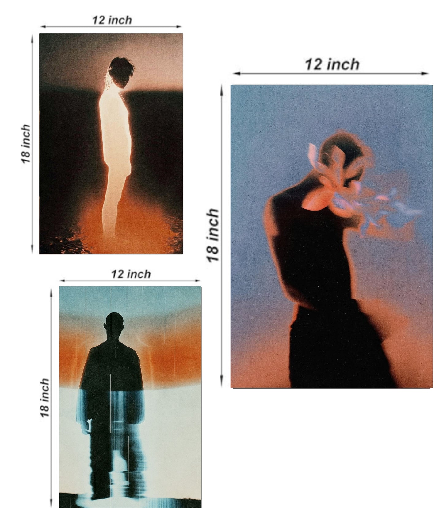 🌌 Abstract Aesthetic Silhouettes 3-Panel Split Poster Set