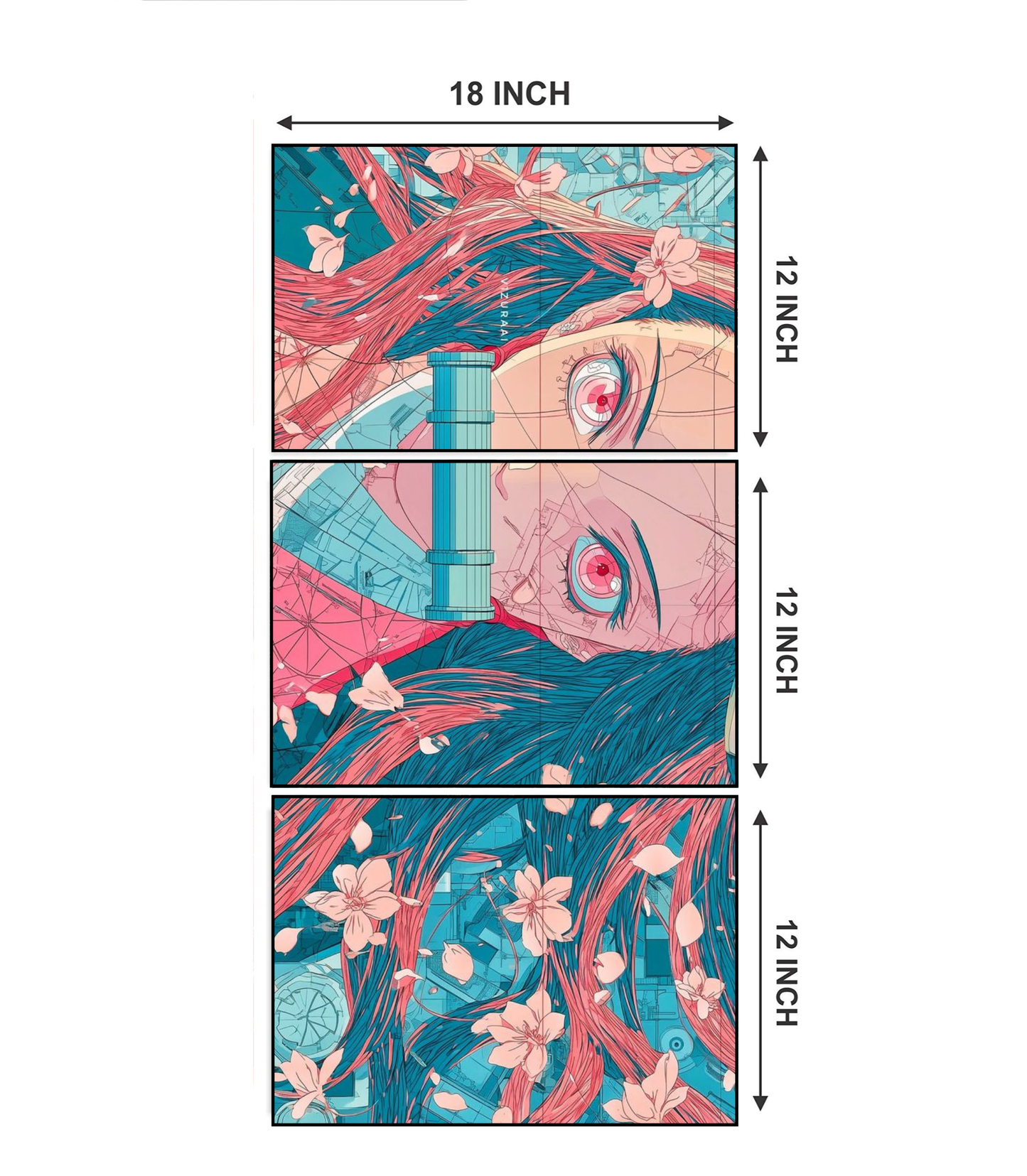Nezuko Kamado "Cherry Blossom" 3-Panel Split Poster Set