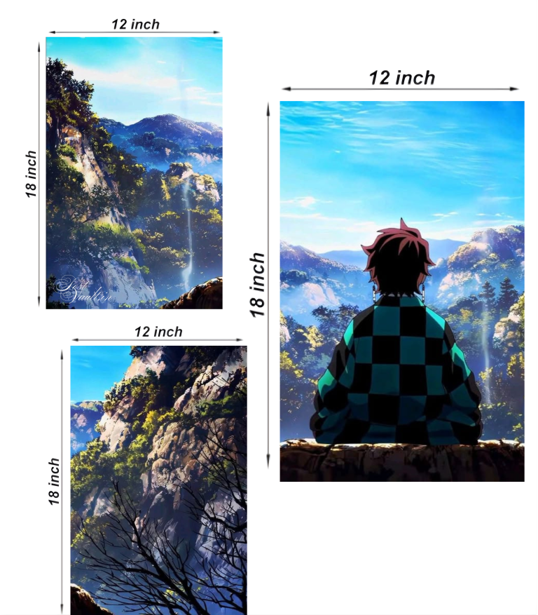 ⛰️ Demon Slayer "Tanjiro's Horizon" Scenic 3-Panel Split Poster Set