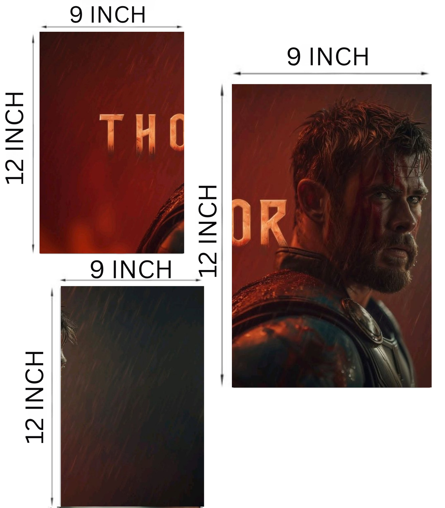 ⚡ Thor "God of Thunder" Cinematic 3-Panel Split Poster Set A4