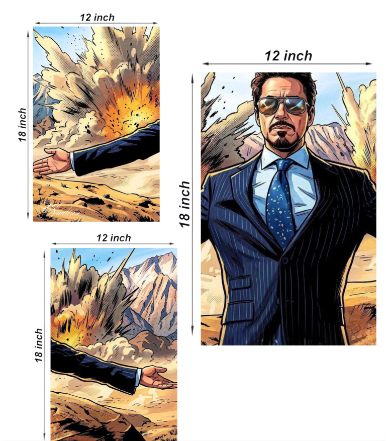 💥 Tony Stark "The Jericho" Comic Style 3-Panel Split Poster Set