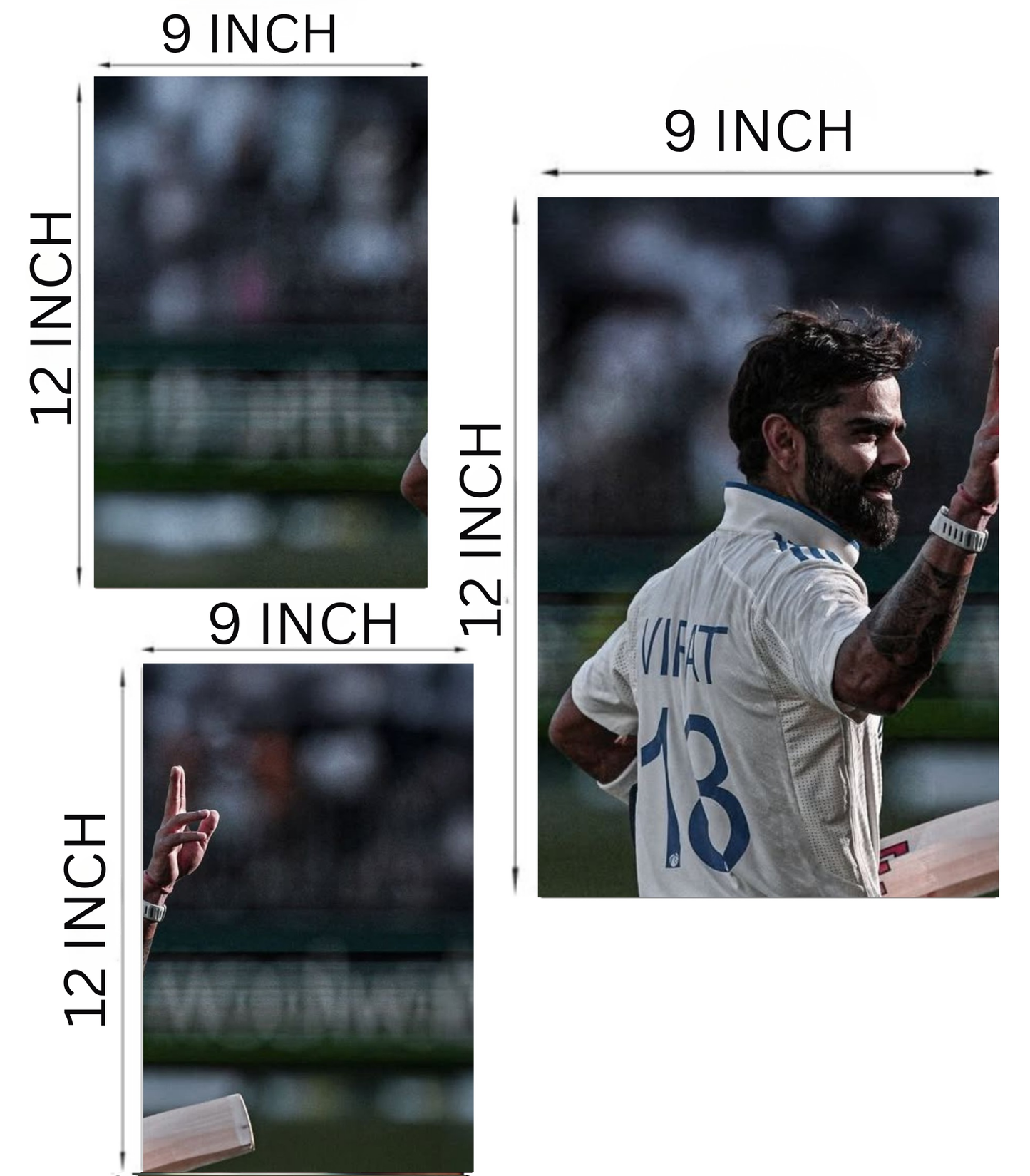 🏏 Virat Kohli "King Kohli" Cinematic 3-Panel Split Poster Set A4