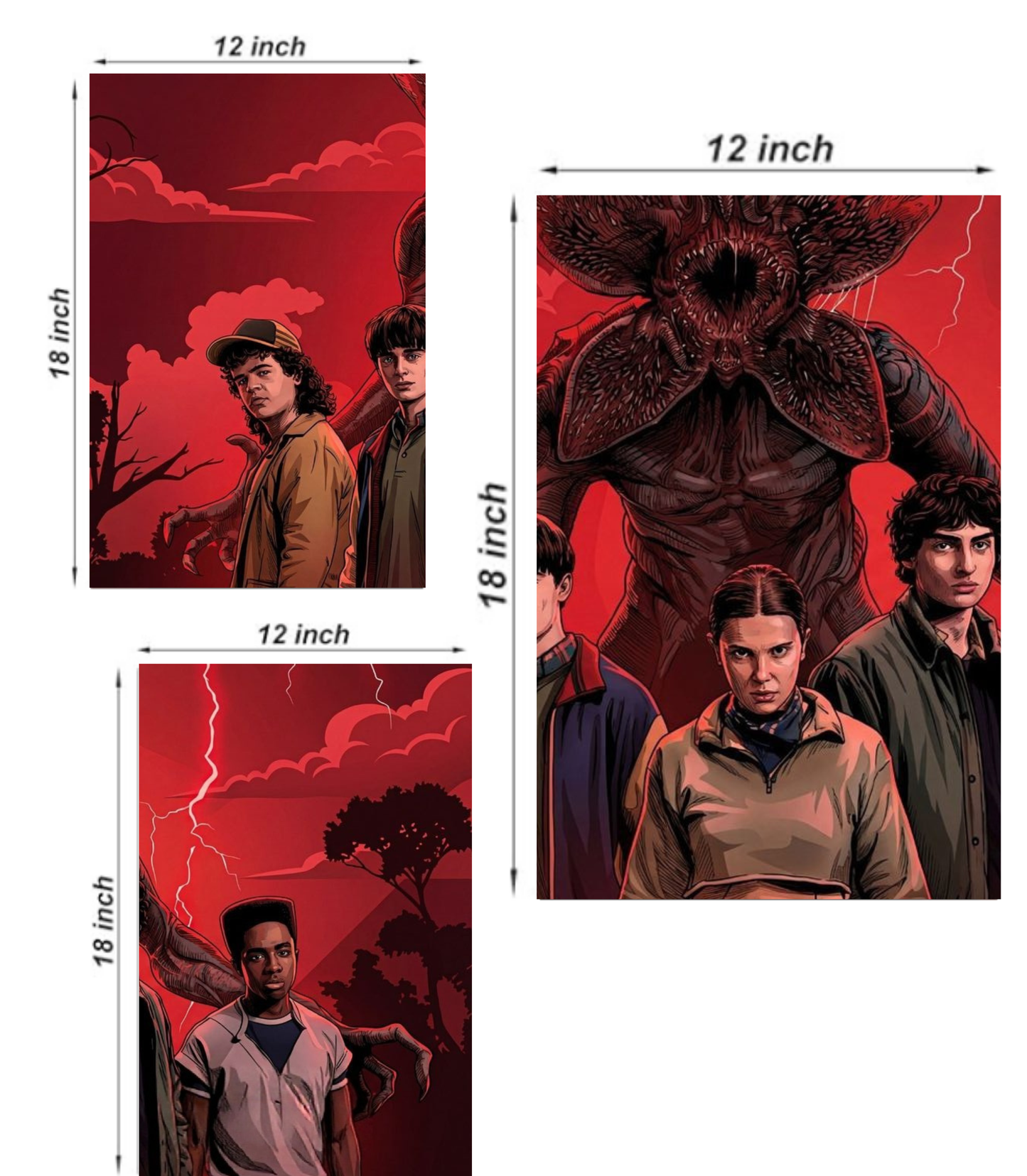 🧇 Stranger Things "The Upside Down" 3-Panel Split Poster Set