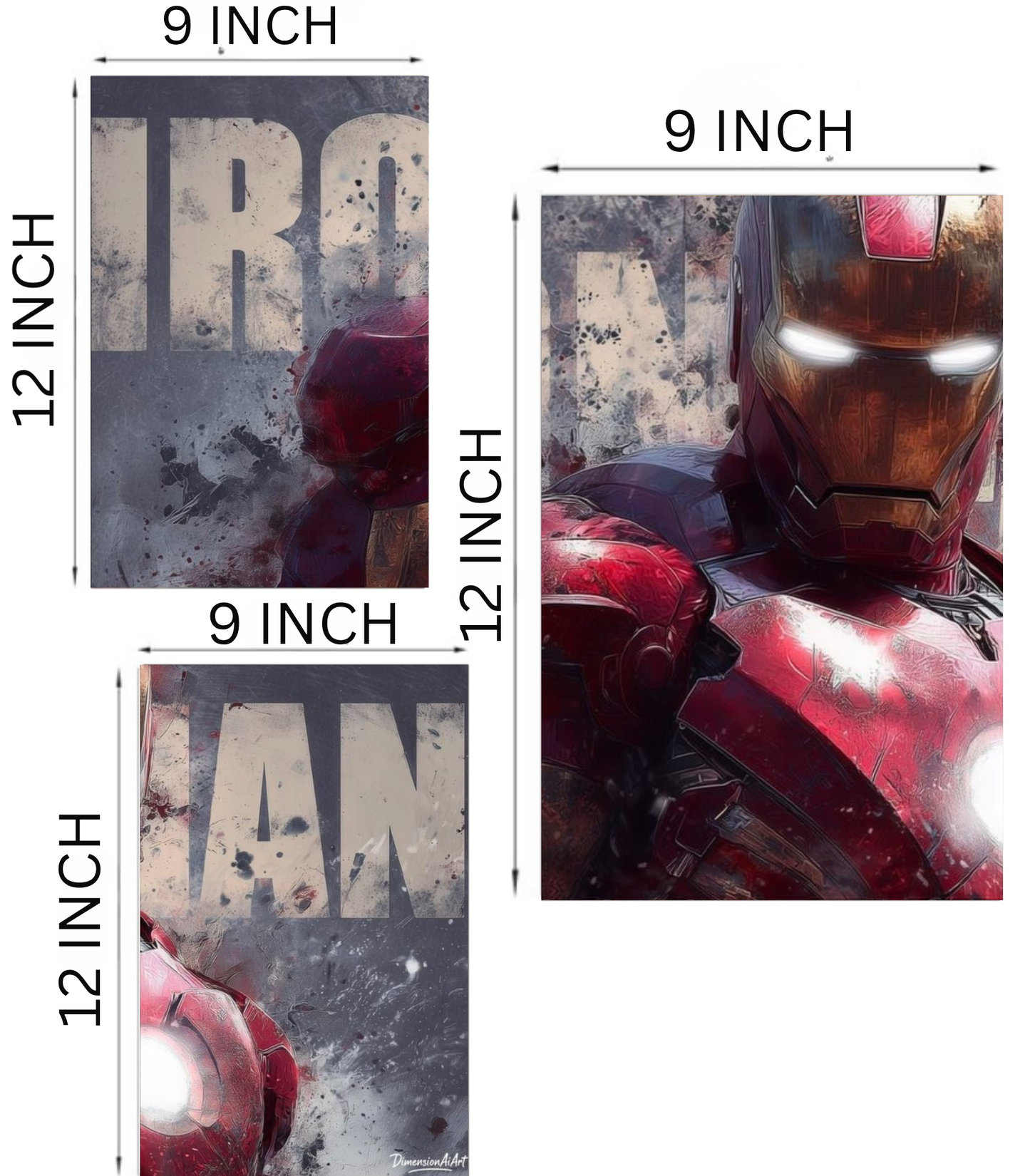 🦾 Iron Man "Armored Avenger" 3-Panel Split Poster – 300 GSM Premium Set