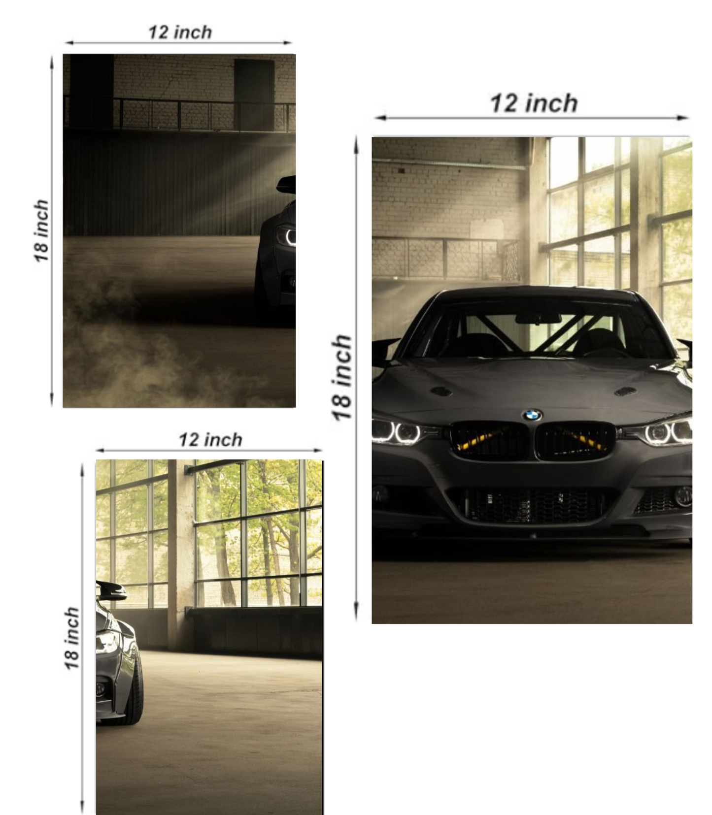 🚘 Premium BMW "Industrial Garage" 3-Panel Split Poster Set