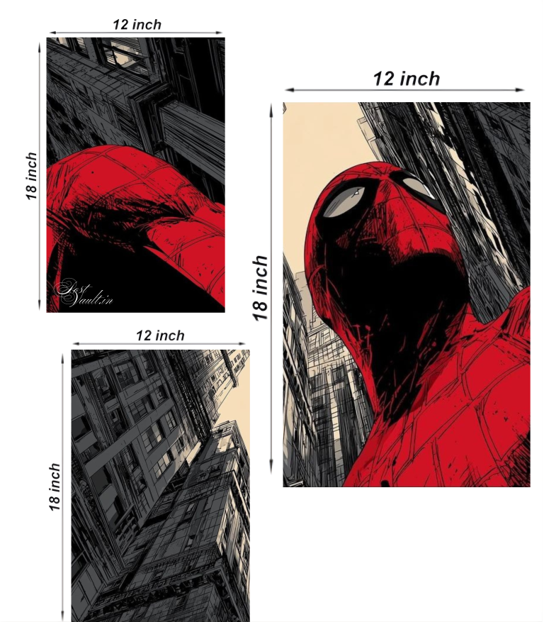 🕷️ Spider-Man "Concrete Jungle" Comic Sketch 3-Panel Split Poster Set