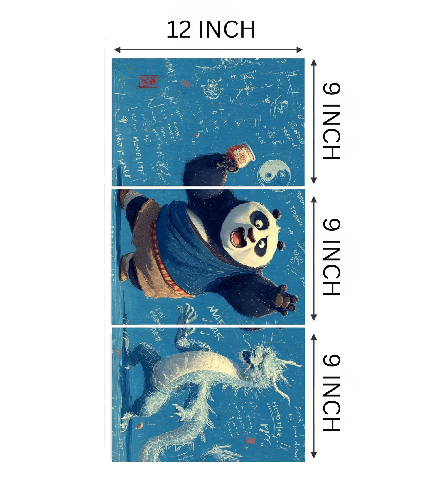 🐼 Kung Fu Panda "Dragon Warrior" 3-Panel Split Poster Set