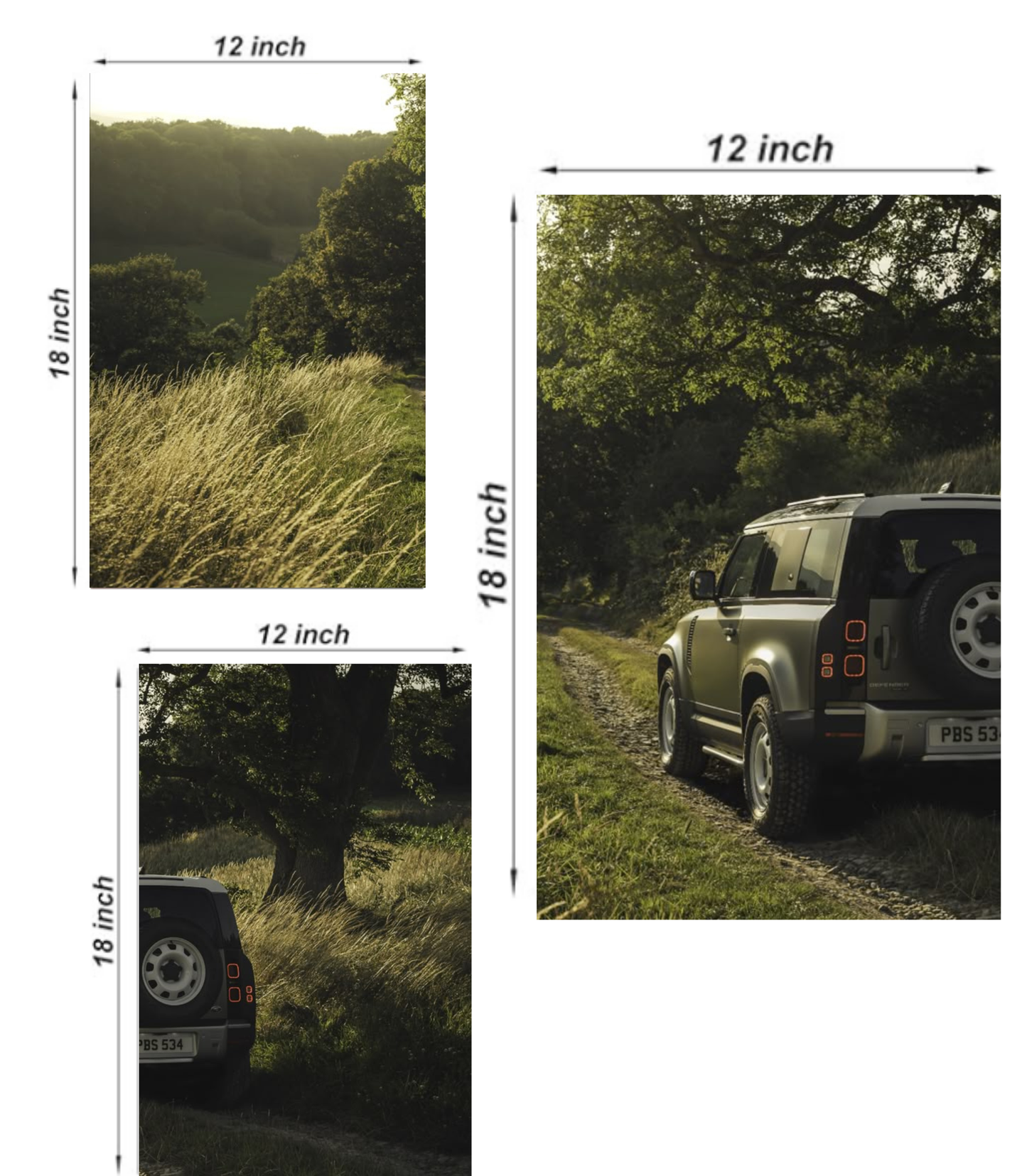 🚙 Defender Off-Road Trail & Nature 3-Panel Split Poster Set