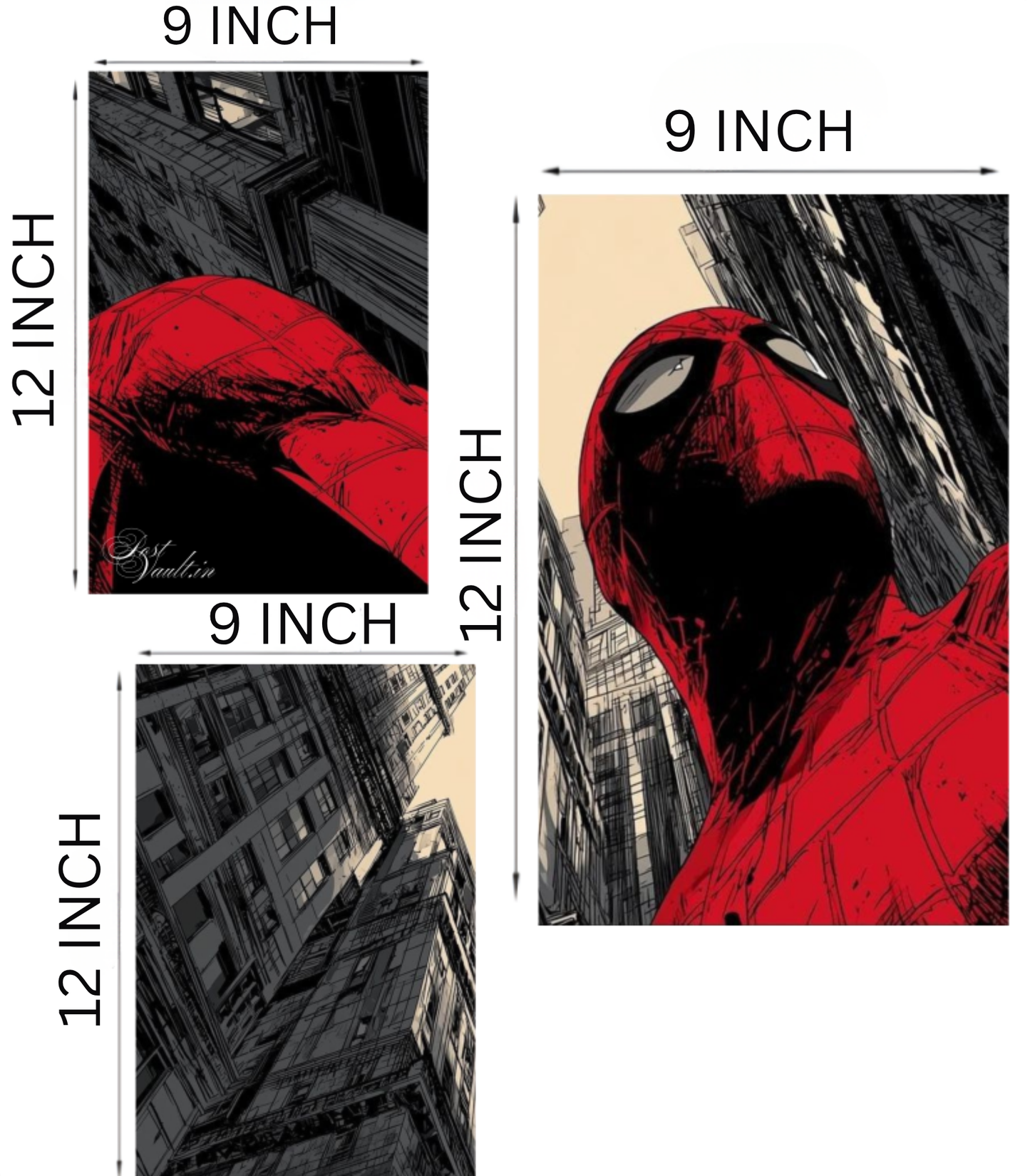 🕷️ Spider-Man "Concrete Jungle" Comic Sketch 3-Panel Split Poster Set