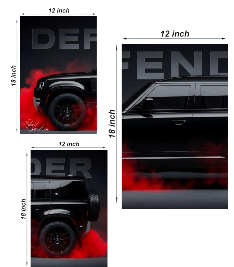 🚙 Land Rover Defender "Crimson Smoke" Cinematic 3-Panel Split Poster Set