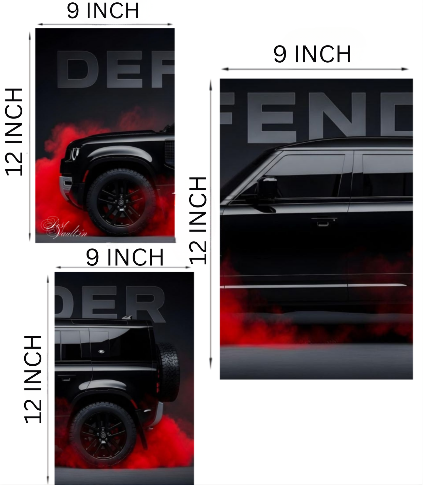 🚙 Land Rover Defender "Crimson Smoke" Cinematic 3-Panel Split Poster Set