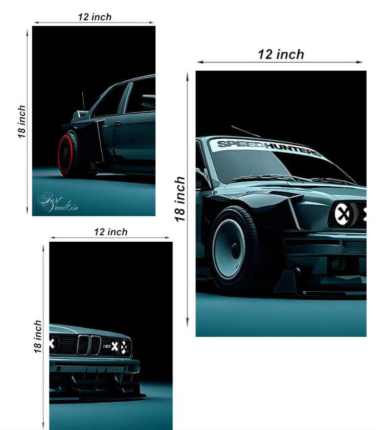 🏎️ Classic Widebody BMW "Speedhunters" 3-Panel Split Poster Set