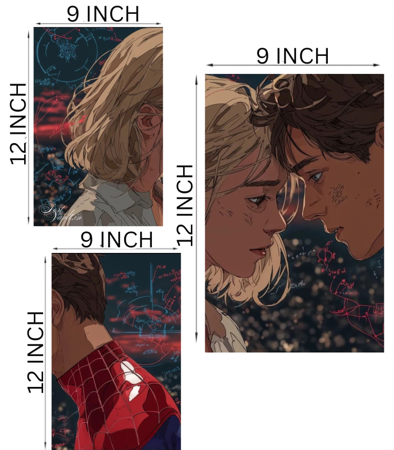 🕸️ Spider-Man & Gwen "Across the Stars" Artistic 3-Panel Split Poster Set