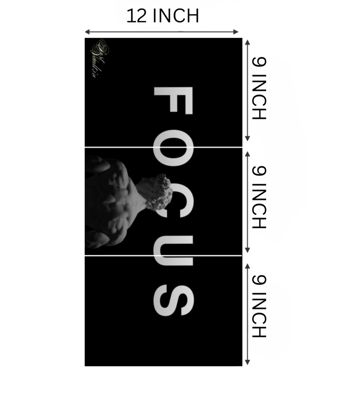 🗿 "FOCUS" Stoic Statue Minimalist 3-Panel Split Poster Set