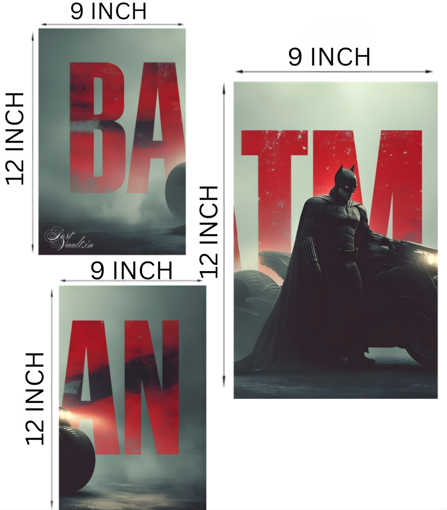 🦇 The Batman "Vengeance" Cinematic 3-Panel Split Poster Set