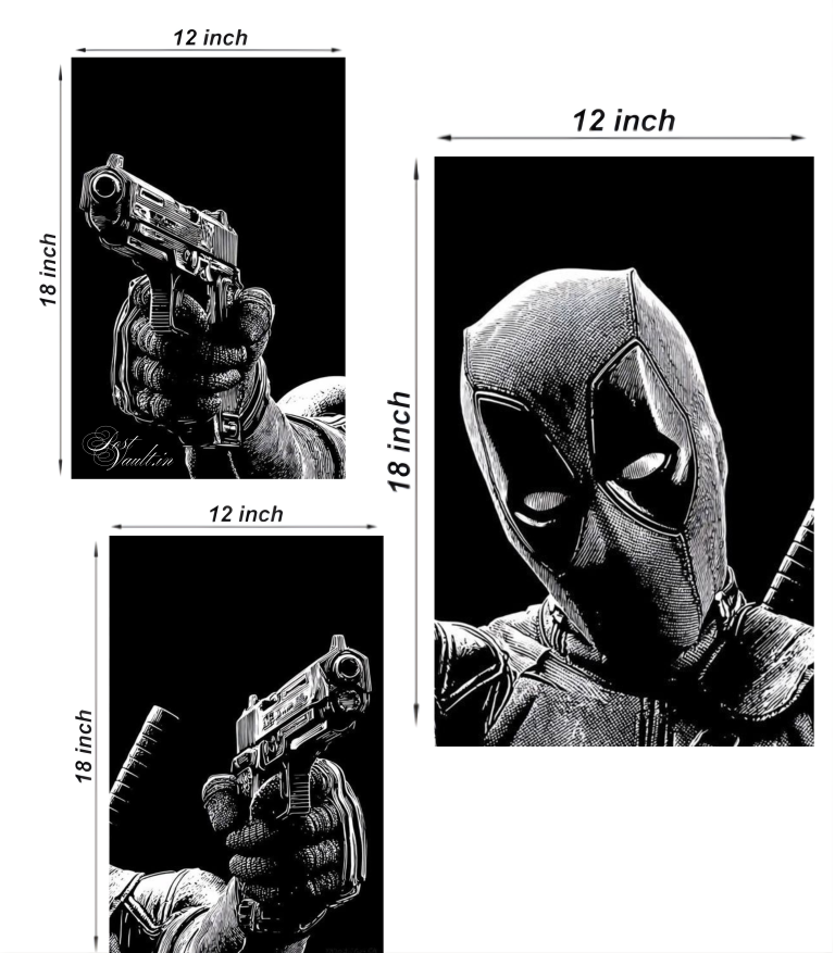 ⚔️ Deadpool "Maximum Effort" Monochrome 3-Panel Split Poster Set