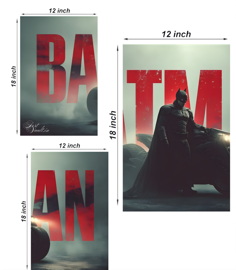 🦇 The Batman "Vengeance" Cinematic 3-Panel Split Poster Set