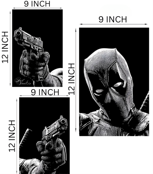 ⚔️ Deadpool "Maximum Effort" Monochrome 3-Panel Split Poster Set