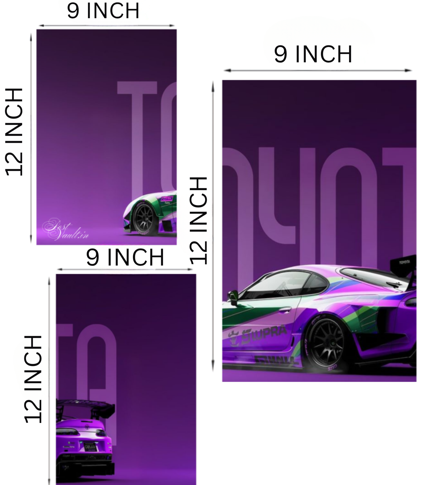 🏎️ Toyota Supra "Neon Drift" Widebody 3-Panel Split Poster Set